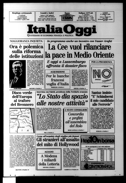 Italia oggi : quotidiano di economia finanza e politica